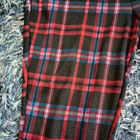 Plaid Leggings Pants Black Red Blue SO Punk - Picture 5 of 6